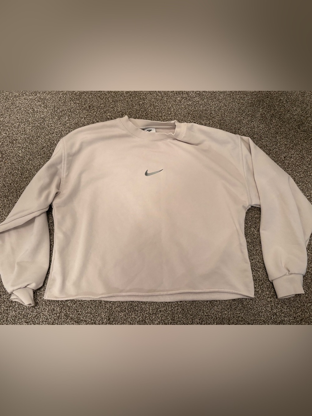 Nike Crewneck Sweatshirt in Light Beige with Gray Swoosh